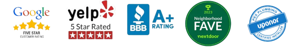 Google, Yelp, BBB, and home service 5-star ratings for We Do Repipes